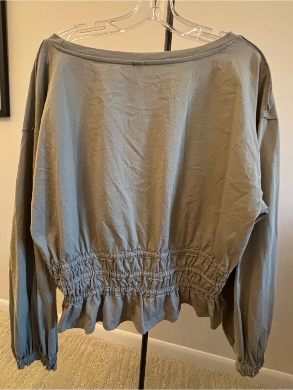 Wishlist Sage Green Long Sleeve Smocked Waist Top - Picture 6 of 9